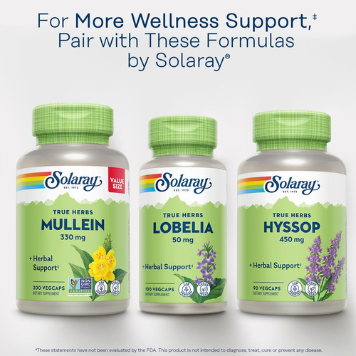 Suplemento Solaray Mullein Leaf 100 Cápsulas Veganas