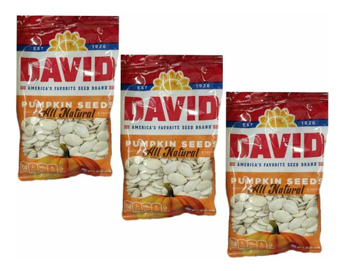 3x David America's Pumpkin Seeds All Natural Botanas Saladas