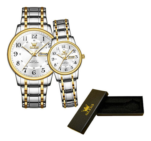 Reloj Olevs Couples Con Calendario Luminoso, 2 Piezas