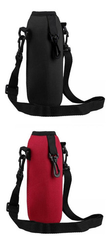 Juego De 2 Fundas Portabotellas Con Correa Y Negro Rojo