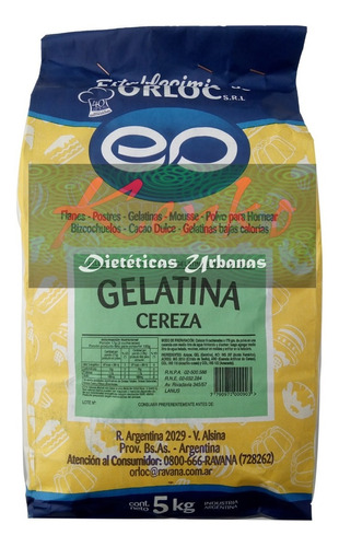 Gelatina Sabor Cereza 5kg Con Azúcar( Orloc) Kenko / Almagro