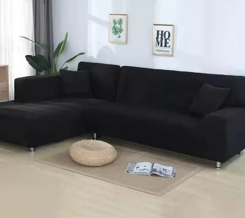 Pack  De 2 Fundas Sillón  En L Spandex Elasticado Negro