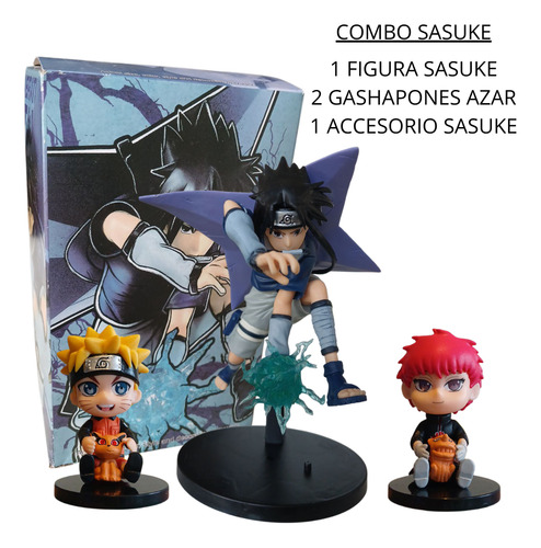 Figura Sasuke 17 Cm Combo + 2 Gashapones Y Regalo Naruto