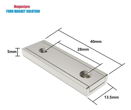 6 Imanes De Neodimio Rectagular Orificios 40x13x5 Mm Fuertes