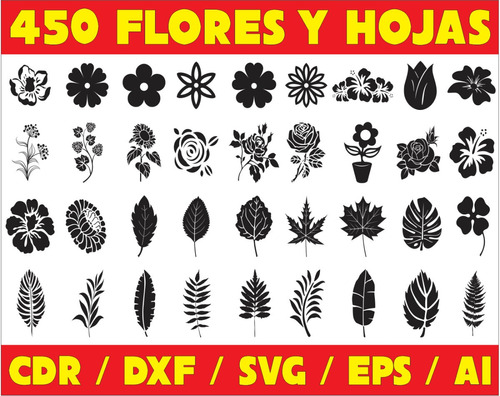 Vectores Corte Laser - 450 Figuras Flores Y Hojas