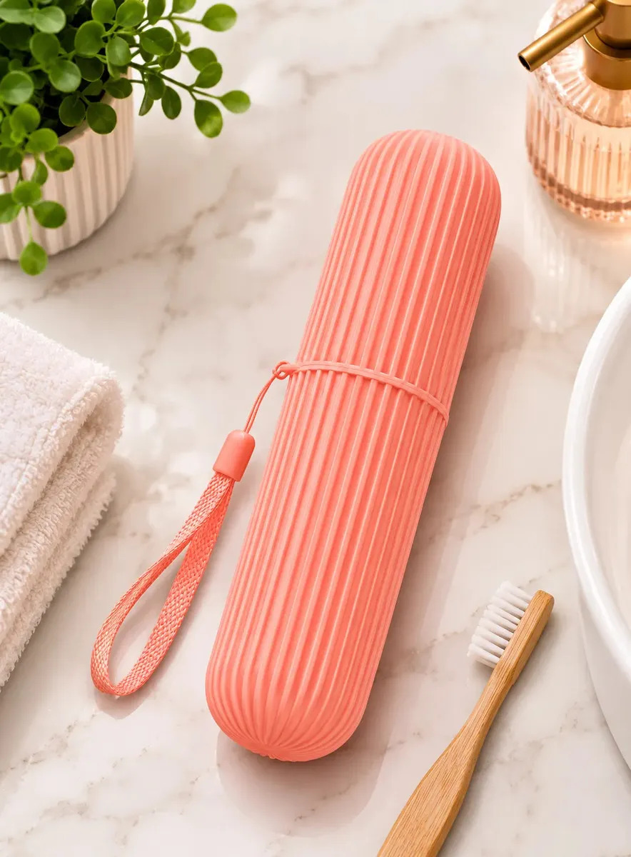 Porta-Escova de Dentes Individual Portátil Rosa para Viagem
