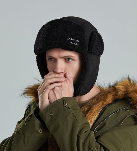 Sombrero Ushanka Hombre Orejeras Piel Para Esquiar Color Talle Diseño De La Tela