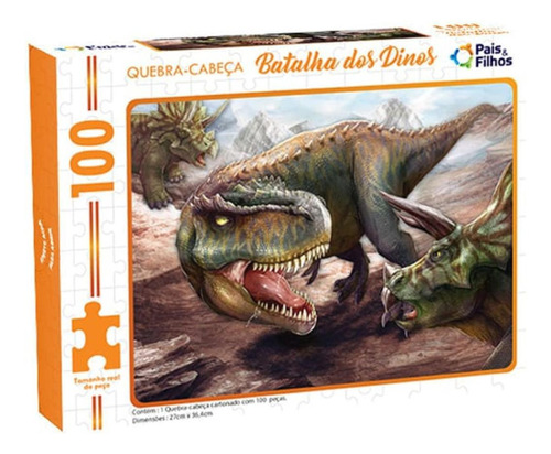 Quebra Cabeça Dinossauro Com 100 Peças Brinquedo Infantil