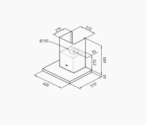 Imagen 4 de 7 de Extractor De Cocina Tst Atuel Ac. Inox 600mm X 40mm X 510mm