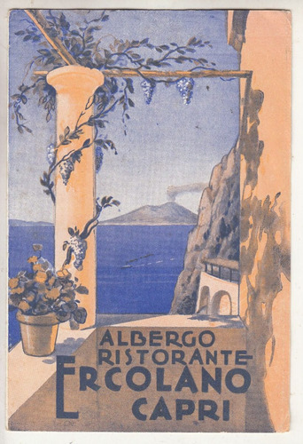 Antiguo Triptico Albergo Ristorante Ercolano Capri Italia