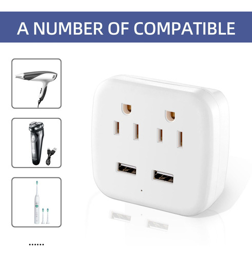 Enchufe Múltiple 2 Usb 2 Salidas Extensión De Pared