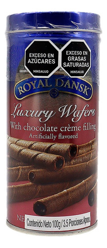 Barquillos Navideños Lata Royal Dansk Sabor Chocolate 100g