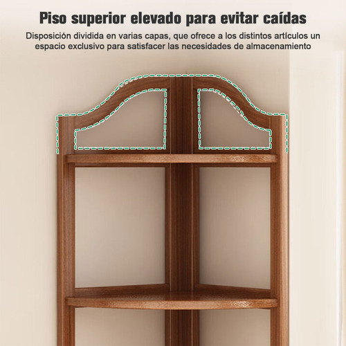 Estante Librero Esquinero Multifuncional Moderno 5 Capas Marrón
