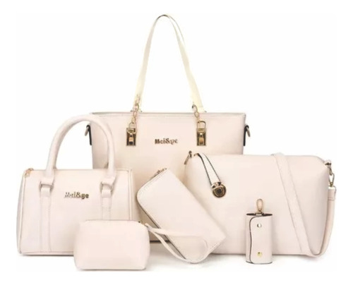  Cartera Bolso Set X 6 Piezas Liso Oferta 2da Seleccion