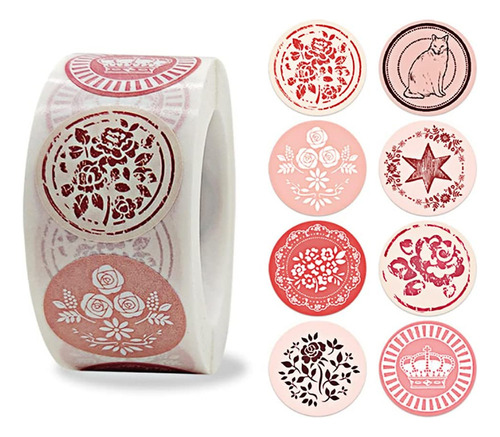 D Rollo De Pegatinas Con Flores For Sobres, Regalos,