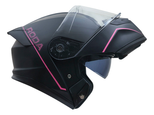Casco Certificado Roda Force Blanco Abatible Con Visor Solar Negro Solido L