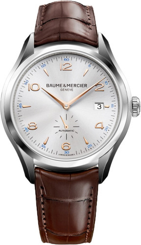 Reloj Baume & Mercier Clifton Original 10054 Para Hombre Color de la correa Marrón oscuro Color del bisel Plateado Color del fondo Plateado