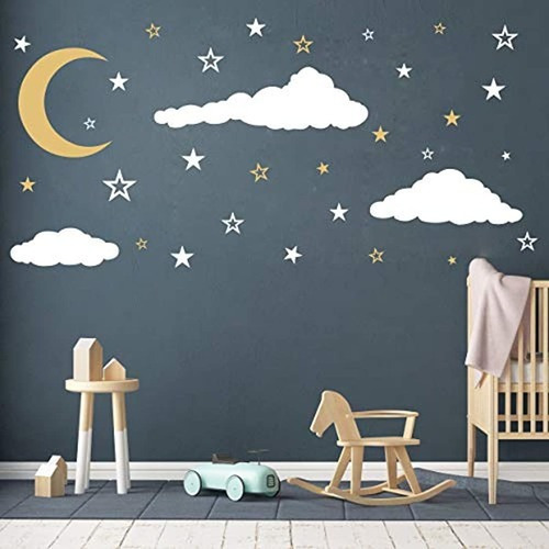 Vinilos Decorativos Para Pared Diseño De Luna Estrellas Y