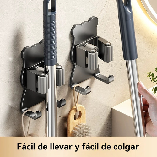 Soporte De Pared Multiusos Para Escoba Y Fregona
