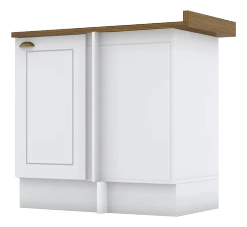 Balcao Canto Reto Com Tampo 84cm Americana Branco Nature Hen