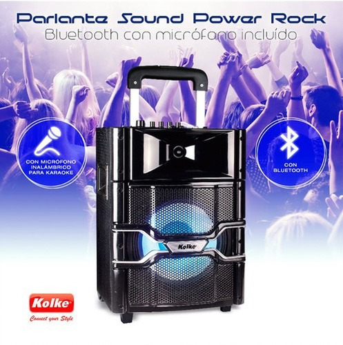 Super Caixa Som Portátil Power Rock Kpg-104 60wrms Bluetooth
