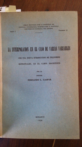 Imagen 3 de 10 de Gaspar - Universidad Nacional Del Litoral 1938 Matemáticas