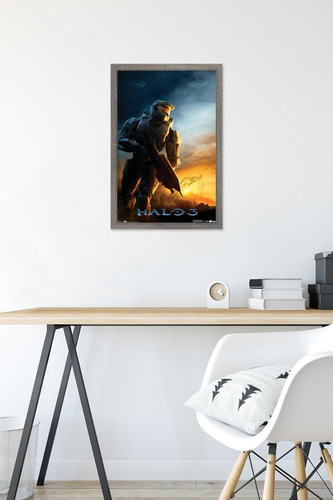 Póster De Pared Halo 3 Enmarcado Madera 37 X 57 Cm