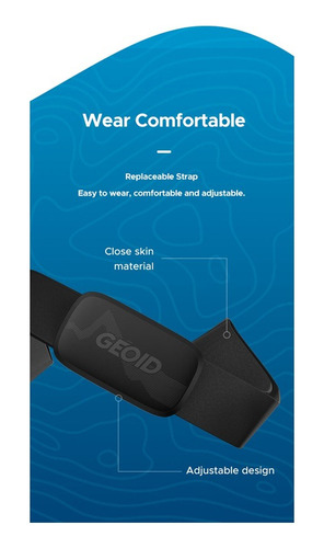 Banda Cardíaca Geoid Hs500 Negra, Bluetooth, Ant+ Awesome Black