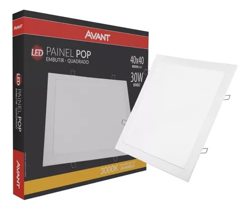 Kit 3x Painel Led Quadrado Embutir 30w 40x40 Avant 3000k Cor Branco Quente