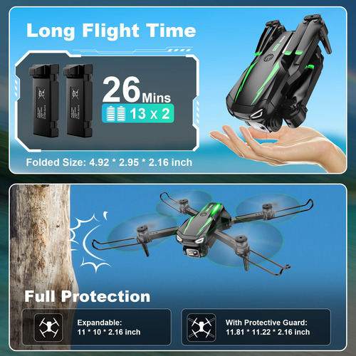Dron Plegable 1080p Hd Quadcopter Marca Xyz Modelo Abc Verde