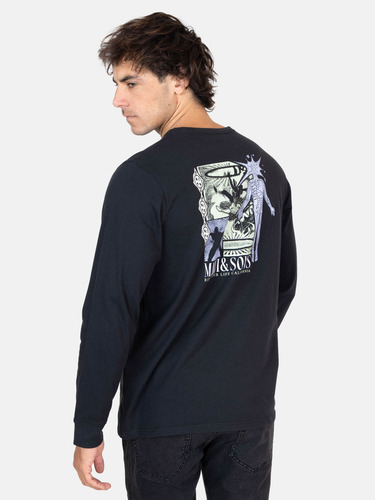 Polera Ml Salty Air Negro Hombre Maui And Sons