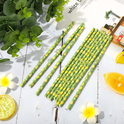 200 Popotes De Papel De Limón Para Fiesta Temática De Frutas