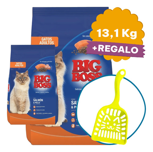 Alimento Big Boss Gato Adulto Salmón Y Pollo 10 Kg + Regalo