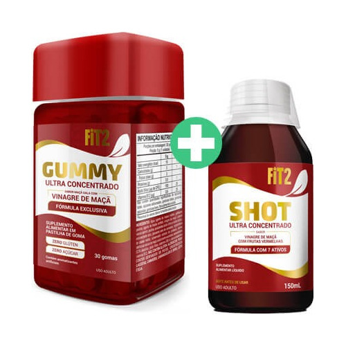 1 Gummy Fit2 Concentrado Goma + 1 Shot Vinagre De Maçã  