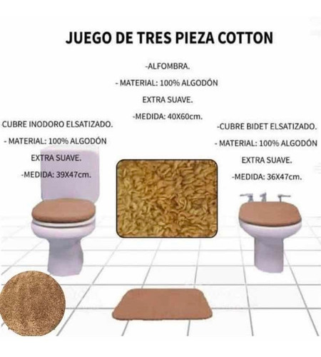 Cubre Inodoro Bidet Y Alfombra 3 Piezas Súper Lavable