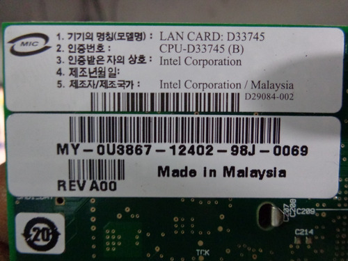 Placa Rede Intel Rj45 Cpu-d33745 Ou3867 (Usado)