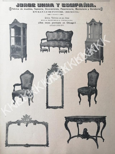 Cartel De Fabrica De Muebles Jorge Unna Y Compañia 1895 280