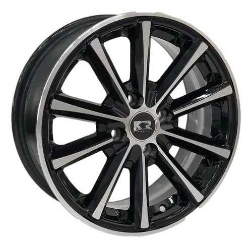 Rodas Aro 15 4x108 Ford Ka Focus Ecosport K63 / Jogo + Bicos Cor Preto Diamante 4x108