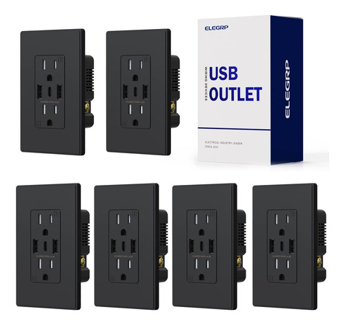 Elegrp Tomacorriente Pared Usb Tipo C 21 W 3 Puerto Dual 15