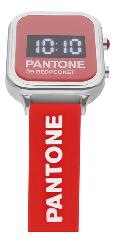 Reloj Cloe Pantone Digital Unisex Color Rojo De Silicón