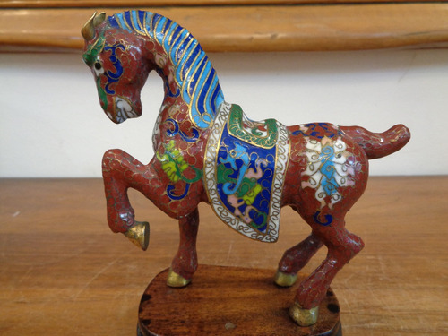 Imagen 2 de 10 de Antiguo Caballo De Bronce Esmaltado Cloisonne
