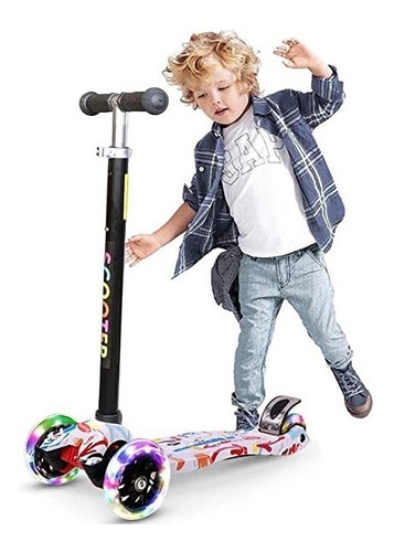 Scooter Patineta Monopatín 4 Ruedas Hidráulica Luces Niños¡