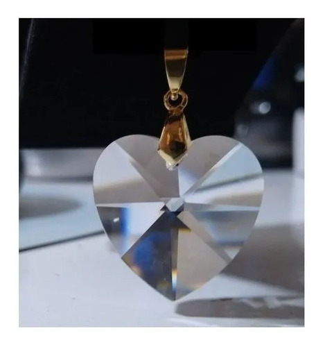 Imagem 4 de 5 de Pingente Cristal Swarovski Coração 2,8 Cm Folheado A Ouro