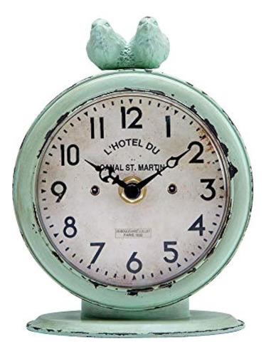 Casa Nikky Shabby Chic Peltre Ronda Cuarzo Reloj De Mesa Con