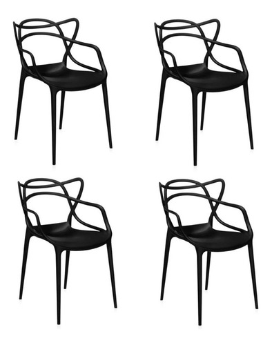 Silla de comedor Garden Life Allegra, estructura color negro, 4 unidades