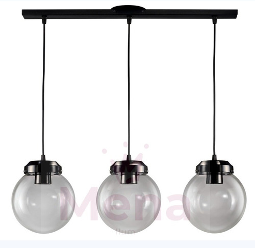 Colgante 3 Luces Vidrio Globo Moderno Base Liston 