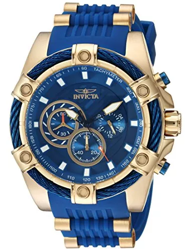 Invicta Bolt Blue Dial Chronograph 25866 reloj dorado dial azul para hombre  - TIME El Salvador