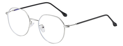 Gafas Irregulares Lente Plana Azul Transparente Metal Plata