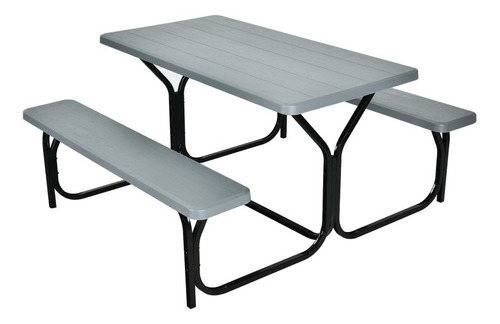 Mesa De Picnic Hdpe Con Banco Y Base Metálica Gris Gpl