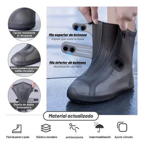 2 Botas Fundas Lluvia Impermeable Zapatos Hebilla Portátiles | MercadoLibre